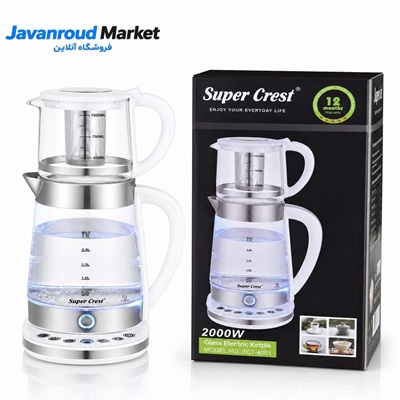 چای ساز سوپر کرست شیشه‌ای مدل SCT-4001